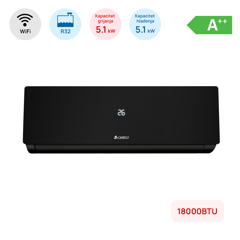 klima chigo 18000BTU crna WiFi 1